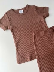 Fitilli Şortlu Modal Takım Koyu Gül Kurusu