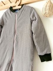 Haki İnce Çizgili Pamuklu Çocuk Uyku Tulumu