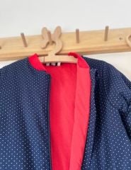 Lacivert Puantiyeli Pamuklu Bacaklı Çocuk Uyku Tulumu