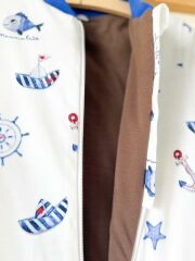 Beyaz Mavi Çapa Desenli Pamuklu Bacaklı Çocuk  Uyku Tulumu