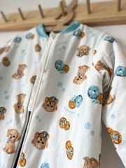 Mavi Beyaz Köpek  Pamuklu Bacaklı Çocuk Uyku Tulumu