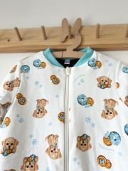 Mavi Beyaz Köpek  Pamuklu Bacaklı Çocuk Uyku Tulumu