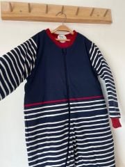 Lacivert Kolları Çizgili Pamuklu Bacaklı Çocuk Uyku Tulumu