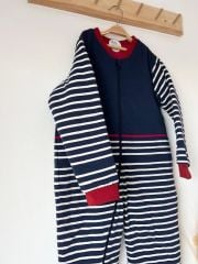 Lacivert Kolları Çizgili Pamuklu Bacaklı Çocuk Uyku Tulumu