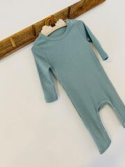 Koyu Mint Fitilli Modal Uzun Tulum