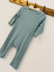 Koyu Mint Fitilli Modal Uzun Tulum