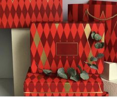 Kırmızı Karo Desen Kapaklı Kutu