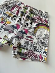 Pembe Panda Tokyo Desen Yazlık %100 Pamuk Şort