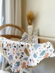 Terazzo Mavi Organik 120*120cm Çok Amaçlı Müslin Örtü