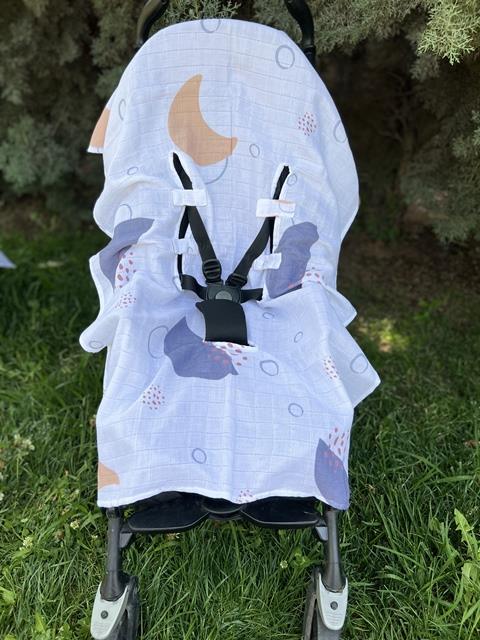 Pusetiçi  Ay Temalı Organik Müslin Örtü