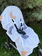 Pusetiçi  Ay Temalı Organik Müslin Örtü