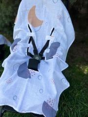 Pusetiçi  Ay Temalı Organik Müslin Örtü