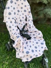 Puset İçi Bej Puantiye Organik Müslin Örtü