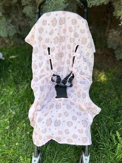 Puset İçi Leopar Organik Müslin Örtü