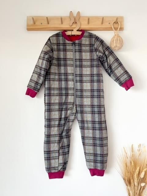 1-2 Yaş Gri Ekose Pamuklu Bacaklı Uyku Tulumu – Rahat Hareket, Sıcacık Uyku (12-24 Ay)