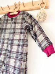 1-2 Yaş Gri Ekose Pamuklu Bacaklı Uyku Tulumu – Rahat Hareket, Sıcacık Uyku (12-24 Ay)