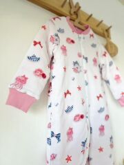 2 Yaş / 3-4 Yaş Beyaz Pembe Ahtapot Pamuklu Bacaklı Uyku Tulumu – Rahat Hareket, Sıcacık Uyku