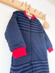 Lacivert Yatay Çizgili Pamuklu Bacaklı Çocuk Uyku Tulumu