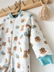5- 6 Yaş Mavi Beyaz Köpek Pamuklu 2.5 TOG Kışlık Bacaklı Uyku Tulumu – Nefes Alan Kumaş 5-6 Yaş