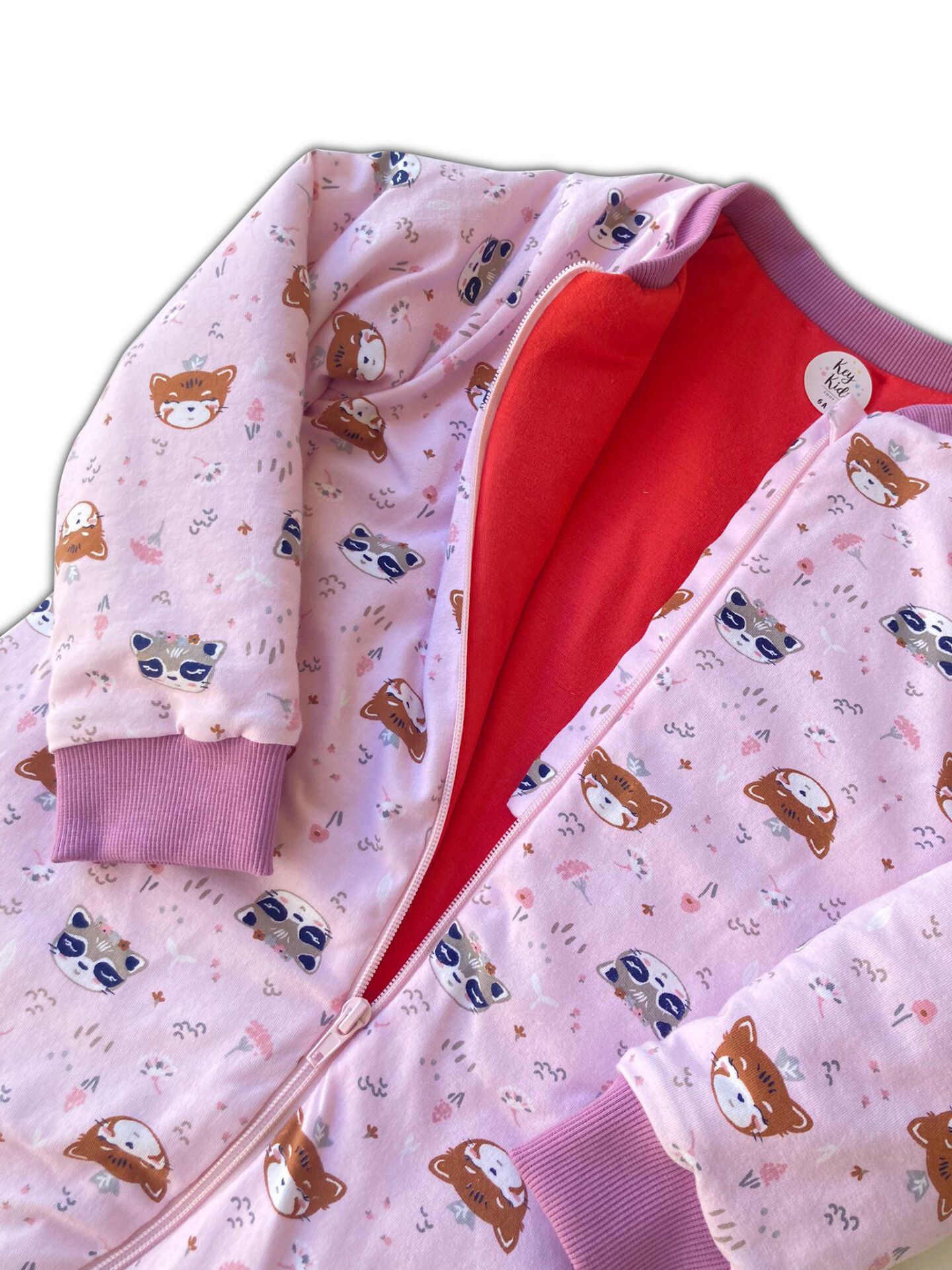 12–18 Ay Pembe Kedili Pamuklu 2.5 TOG Kışlık Bacaklı Uyku Tulumu – Nefes Alan Kumaş