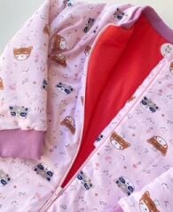 12–18 Ay Pembe Kedili Pamuklu 2.5 TOG Kışlık Bacaklı Uyku Tulumu – Nefes Alan Kumaş
