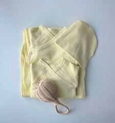 Sarı Fitilli Organik Modal 5'li Hastane Çıkışı Seti Newborn(0-3 Ay)
