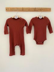 Kızıl Kahve Fitilli Modal Uzun Kol Body