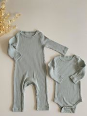 Açık Mint Fitilli Modal Uzun Kol Body