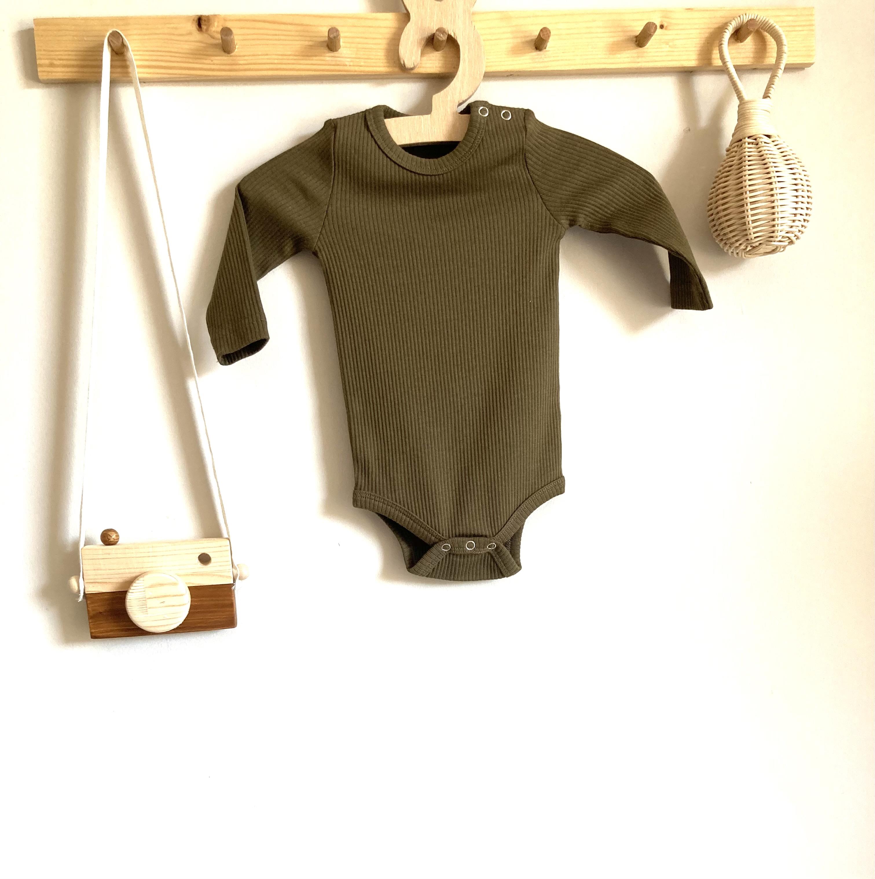 Asker Yeşili Fitilli Modal Uzun Kol Body