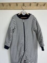 2-6 Yaş Beyaz Lacivert Çizgili  Pamuklu Bacaklı 2.5 Tog Çocuk Uyku Tulumu