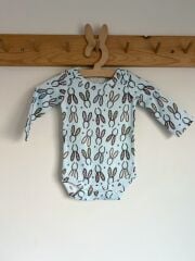 Tavşan Kulak Mavi %100 Organik Pamuklu Unisex Kız Bebek Body Zıbın