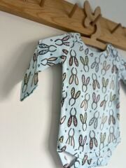 Tavşan Kulak Mavi %100 Organik Pamuklu Unisex Kız Bebek Body Zıbın