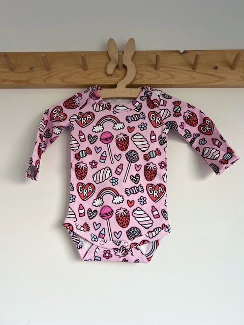 Lolipop Marshmellow Pembe Renkli %100 Organik Pamuklu Kız Bebek Body Zıbın