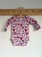 Lolipop Marshmellow Pembe Renkli %100 Organik Pamuklu Kız Bebek Body Zıbın