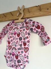 Lolipop Marshmellow Pembe Renkli %100 Organik Pamuklu Kız Bebek Body Zıbın