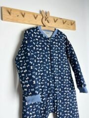 Lacivert Fiyonklu Kız Çocuk Pamuklu Bacaklı 8/10/12 Yaş Büyük Beden 2.5 tog Kışlık Kalın Çocuk Uyku Tulumu