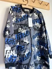 Gri Siyah NYC  %100 Pamuklu Fermuarlı 8 Yaş 10 Yaş 12 Yaş Büyük Beden 1 tog Çocuk Uyku Tulumu Çocuk Pijaması