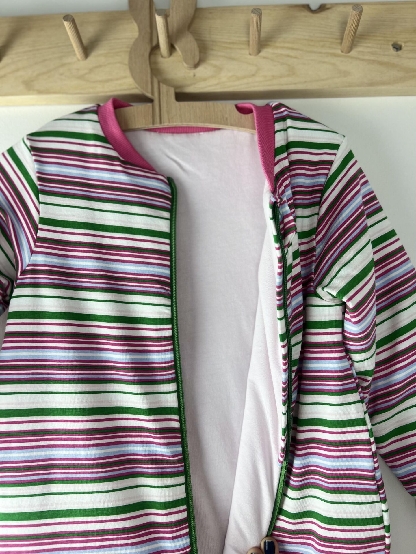 2-6 Yaş Çizgili Pembe  Kız Pamuklu Bacaklı 2.5 Tog Çocuk Uyku Tulumu 1-2 Yaş